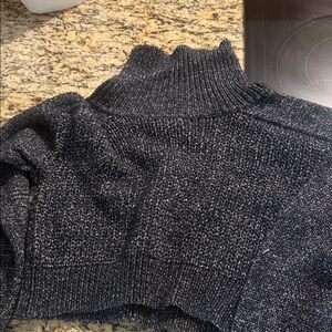Black Cowl Neck Sweater with Textured Knit